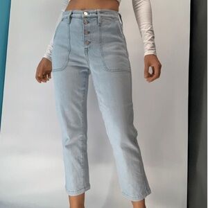 Straight-leg crop jean in indigo cove wash